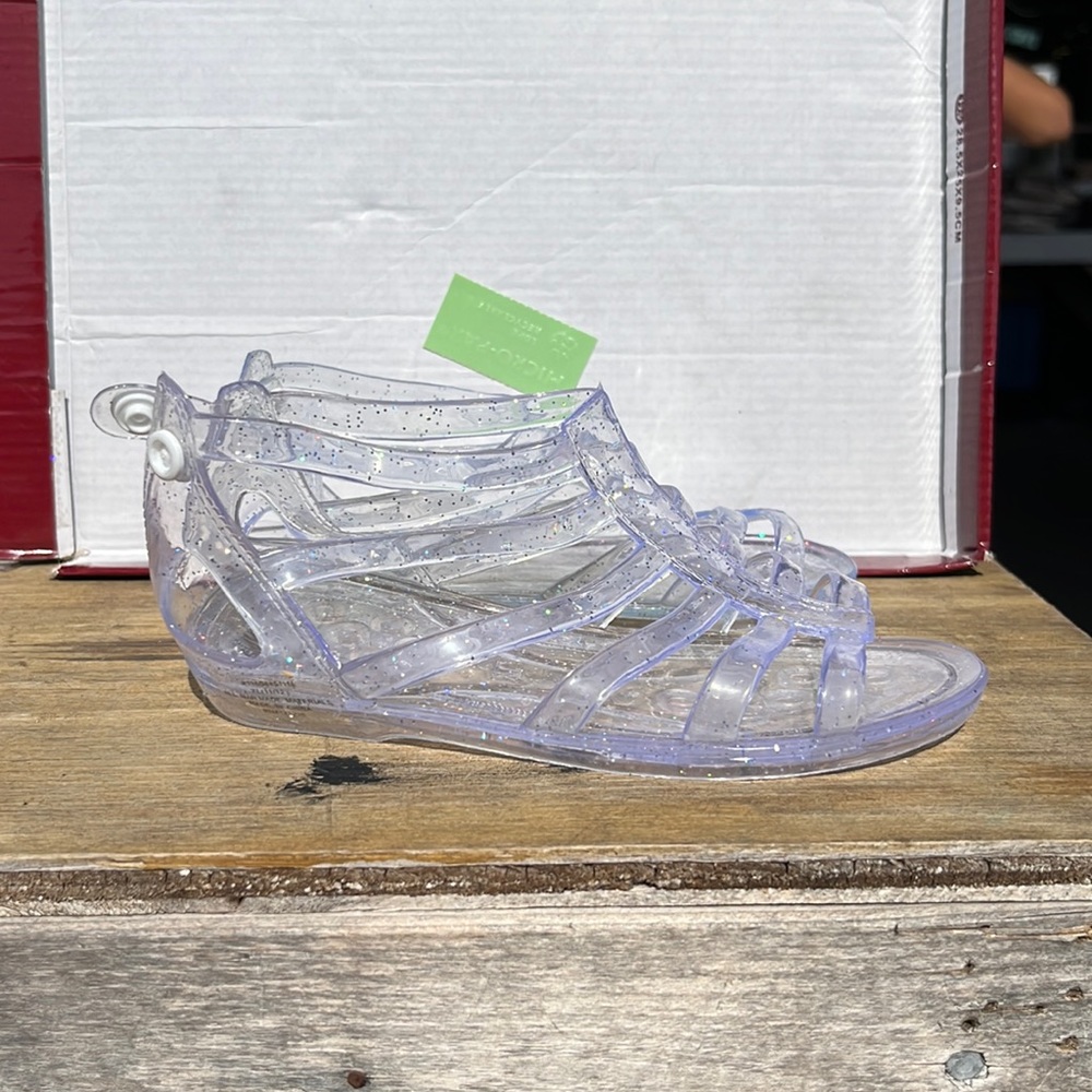 Kids Gently worn Glitter jelly shoes size 11/12